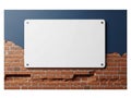 Blank sign on brick wall isolated on white background Royalty Free Stock Photo