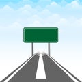 Blank sign over the road in blue sky illustration Royalty Free Stock Photo