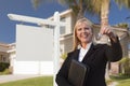 Blank Sign and Real Estate Agent Handing Over the Keys Royalty Free Stock Photo