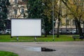 Blank signboard in a city park landscape