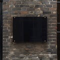 Blank signboard on a classic brick wall ready for branding and customization.