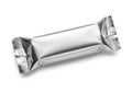 Blank silver foil wrapper for a snack bar or candy on a white background Royalty Free Stock Photo
