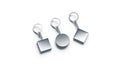 Blank silver key chain mock up side set view, 3d rendering