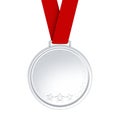 Blank silver medal with ribbon, 3d Royalty Free Stock Photo