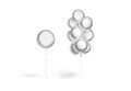 Blank silver round balloon single and bouquet mockup, front view