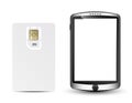Blank sim card and silver smartphone in original design. Vector Illustration Royalty Free Stock Photo