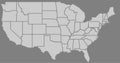 Blank similar high detailed USA map isolated on gray background.