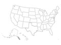 Blank similar USA map on white background. United States of America country. Vector template for website