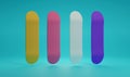 Blank skateboard deck part. None graphic. 4 color skateboard deck. 3d illustration