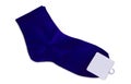Blank socks indigo color on white background