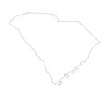 Blank South Carolina vector map silhouette illustration isolated on white background