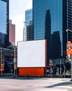 Blank space billboard in a modern city night - Template design theme - Generative AI