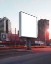 Blank space billboard in a modern city night - Template design theme - Generative AI