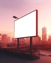 Blank space billboard in a modern city night - Template design theme - Generative AI