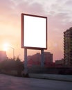 Blank space billboard in a modern city night - Template design theme - Generative AI