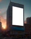 Blank space billboard in a modern city night - Template design theme - Generative AI