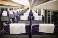 Blank space of chair back, Inside high speed train compartment Royalty Free Stock Photo