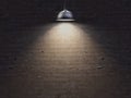 Blank Space Lamp Above Ceiling Light Illuminate Brick Facade Color Wall Background 3D Render Royalty Free Stock Photo