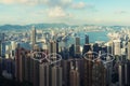 Blank space for text on Hong Kong city and bubble chat for communication. Technology and communication concept Royalty Free Stock Photo