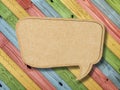 Blank Speech Bubble on colorful painting wood Royalty Free Stock Photo