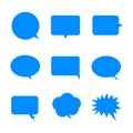 Blank speech bubbles, blue cartoon chat box different shape set isolated on blue background for add text,wording or design vector