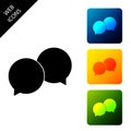 Blank speech bubbles icon isolated. Set icons colorful square buttons Royalty Free Stock Photo