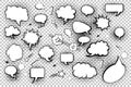 Blank speech bubbles. Set of comic speech bubbles and elements with halftone shadows. Vector illustration Royalty Free Stock Photo