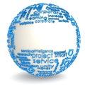 Blank sphere with blue word cloud Royalty Free Stock Photo