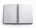 Blank spiral notebook open for jotting down thoughts or sketches, minimalistic design