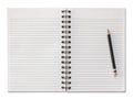 Blank spiral notebook and pencil isolated on white Royalty Free Stock Photo