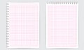 Blank spiral notepad notebook. Thin squared math grid lines