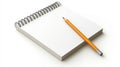 Blank Spiral Notepad and Orange Pencil on White Background Royalty Free Stock Photo