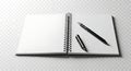 Blank spiral notepad and two elegant black pens Royalty Free Stock Photo