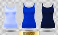 Blank sport tank top for women template set.