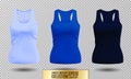 Blank sport tank top for women template set.