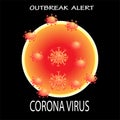 A sign and illustration of Wuhan corona virus outbrea