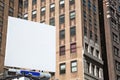 Blank square billboard in NYC, horizontal composition