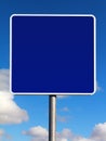 Blank square blue informational traffic sign