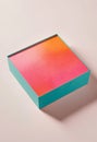 Blank square box with lid mockup in vibrant gradient colors, isolated on white Royalty Free Stock Photo