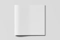 Blank square brochure or booklet cover mock up on white. Isolated with clipping path around brochure. View above. Royalty Free Stock Photo