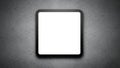 Blank Square Screen Mockup on Dark Concrete Wall Royalty Free Stock Photo