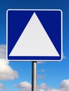 Blank square with white triangle traffic sign