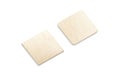 Blank square wood plate mockup set, side view