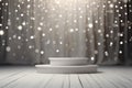 Blank Stage With Pale Gray Color Bokeh. Mock Up. Generative AI Royalty Free Stock Photo