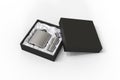 Blank  Stainless Steel Hip Flask and Cups Gift Set For Branding, 3d illustration. Royalty Free Stock Photo