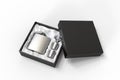 Blank  Stainless Steel Hip Flask and Cups Gift Set For Branding, 3d illustration. Royalty Free Stock Photo