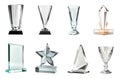 Blank star shape glass trophy crystal side view isolate Royalty Free Stock Photo