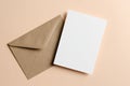 Blank stationery card mockup with craft envelope Royalty Free Stock Photo
