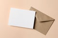 Blank stationery card mockup with craft envelope Royalty Free Stock Photo