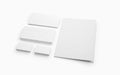Blank stationery isolated on white. Envelopes, folder and business cards.